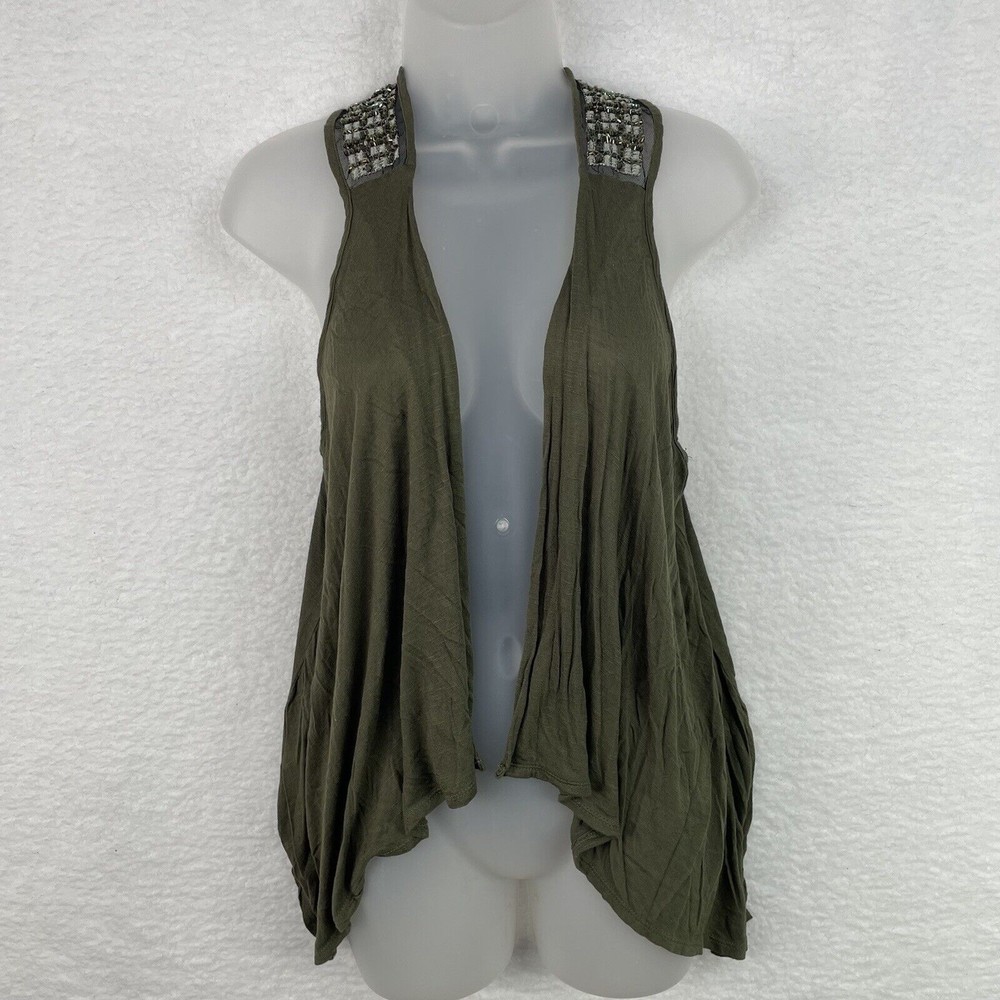 Daytrip Size "S" Brown Beaded Vest Topper Embellished Racer Back